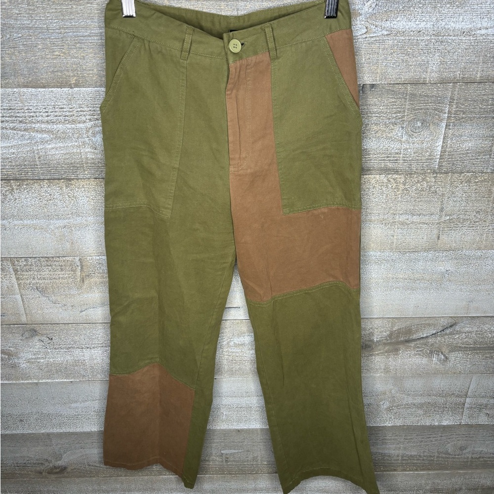 Cider green patchwork ankle pants boho small